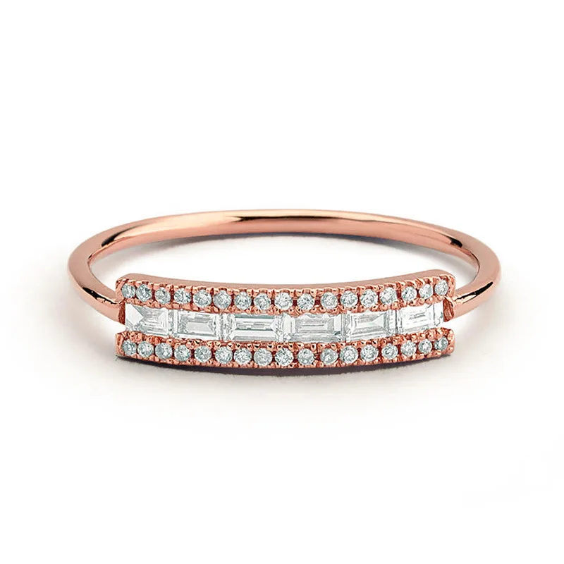 Модные геометрические кольца на палец с прозрачным фианитом Ослепительная