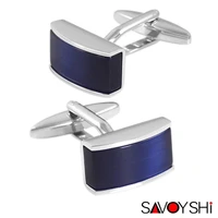 savoyshi luxury blue stone cufflinks for mens shirt cuff high quality square cuff links wedding grooms gift brand jewelry