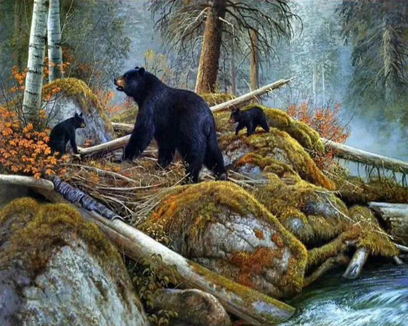 GLymg Diy Diamond Embroidery Black Bear Forest Square Full Animal Series Craft Painting Home Decoration Mosaic Picture | Дом и сад