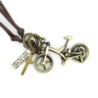 hot fashion jewelry mens anchor necklace punk retro adjustable pendant necklace casual personality bicycle leather necklace