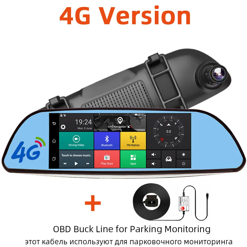 4G ADAS add OBD Line Bluavido 4G ADAS Android DVR " зеркало заднего вида gps Автомобильный видеорегистратор FHD 1080P видеорегистратор с камерой заднего вида WiFi Live monitor - Название цвета: 4G ADAS add OBD Line