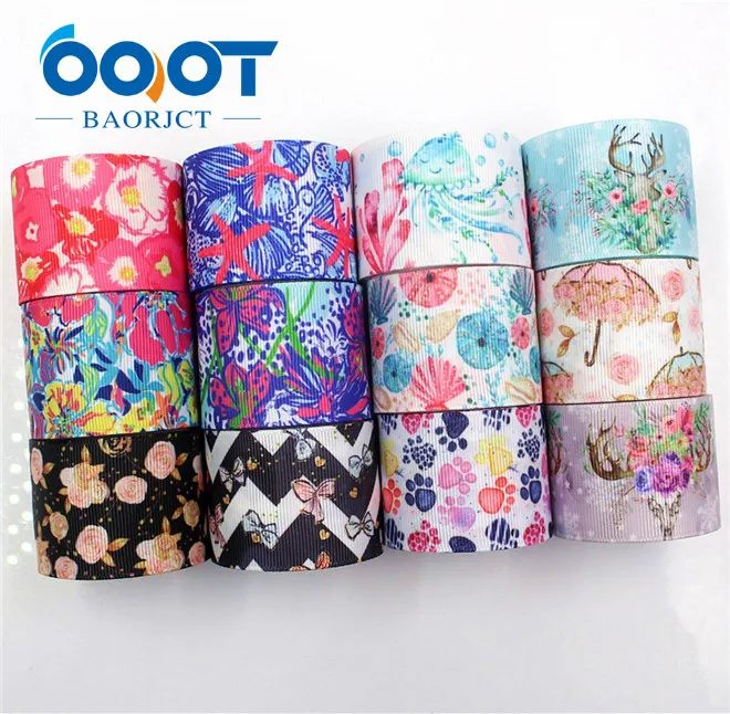 12 each one yards OOOT BAORJCT I-181106-137, 38 мм 10 ярдов мультфильм ленты с цветами тепловой передачи напечатанный grosgrain, подарочная упаковка своими руками материалы - Цвет: 12 each one yards