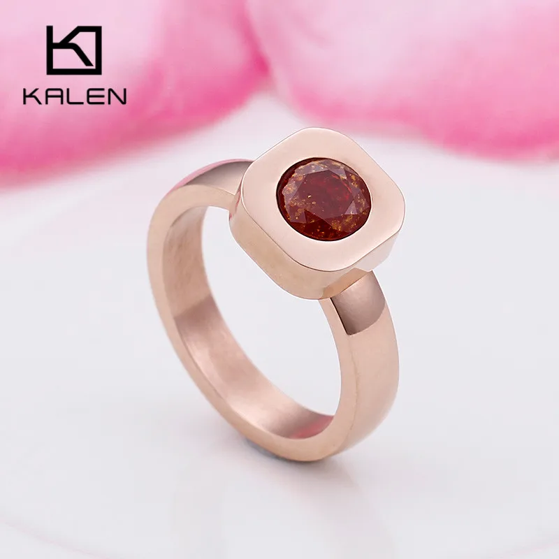 KR49277-K Недорогие кольца производства фирмы Kalen Tri-Цвет Нержавеющая сталь кольца для Для женщин Цвет Фул Mini Stone Перу кольца в богемном стиле обручальные кольца ювелирные изделия - Цвет основного камня: KR49277-K