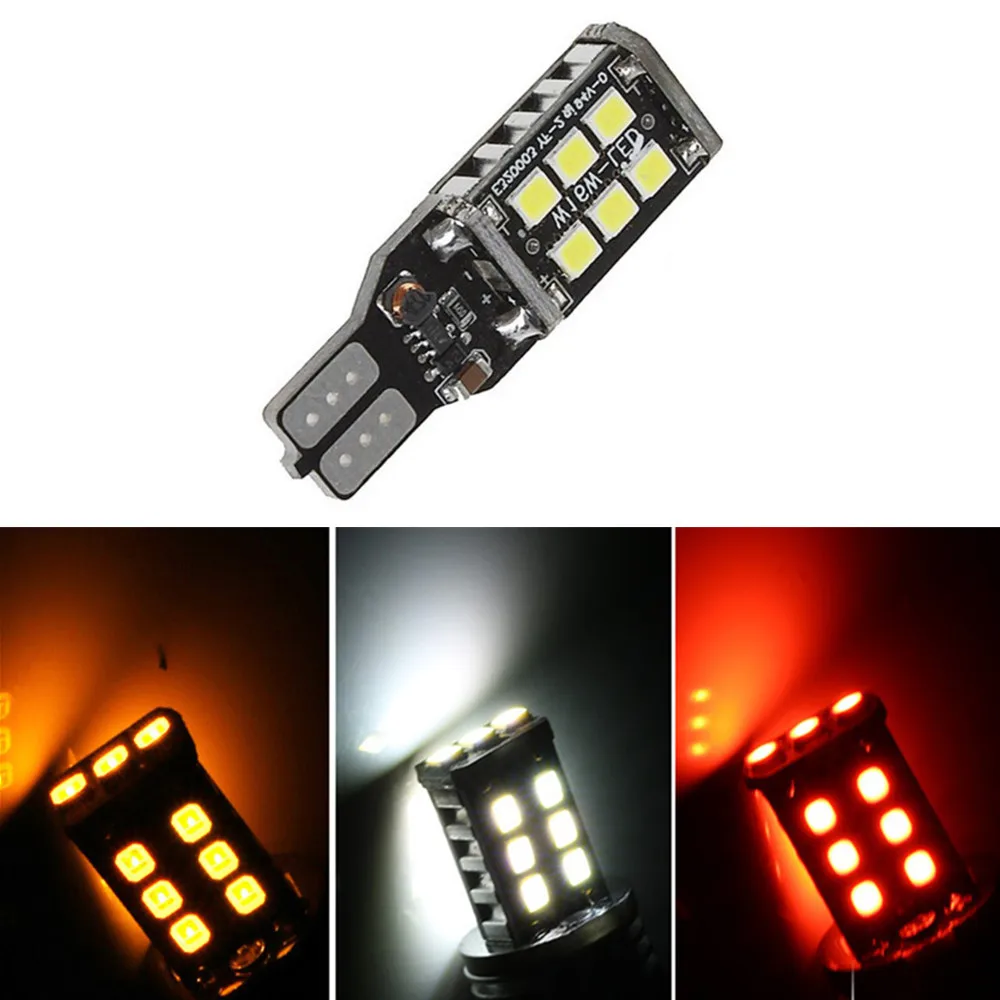 T15 W16W светодиодный обратный Светильник лампы 920 921 912 С CAN-BUS 4014 15SMD светодиодный использования парковочной светильник DC12V белый янтарь красного и желтого цветов
