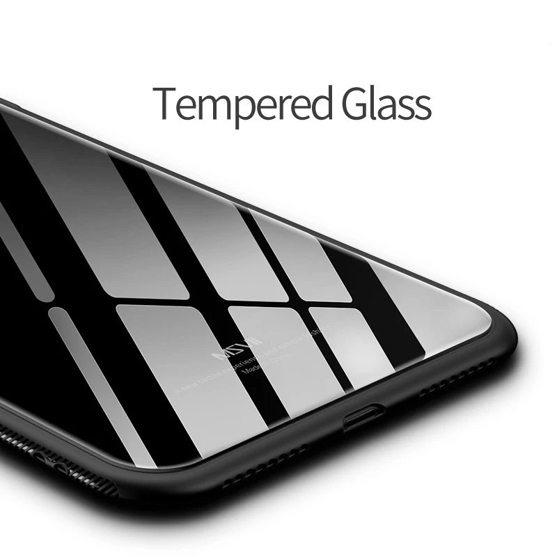 Msvii for iPhone X Glass Case Coque Silicone Shock Proof Luxury Slim Tempered Cover iphonex back |