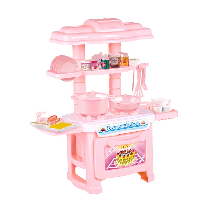 

Safety Plastic Kitchen Toys Set Mini DIY Pretend Play Cocina De Juguete Cooking Cookware For Toddlers Boys Girls Kids Gift