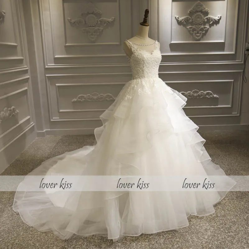Любовник Поцелуй кружева Vestidos De Noiva 2021 гофрированные свадебные платья размера