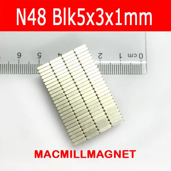 100 шт. блок магнитных материалов 5x3x1 мм N48 супер сильный Мощный Неодимовый магнит кубовидный Блок Магнит Редкоземельные неодимовые