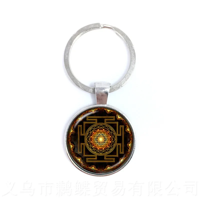 

2018 OM Yoga трендовые брелки мандала цветок жизни Кабошон стеклянный брелок подарок для друзей