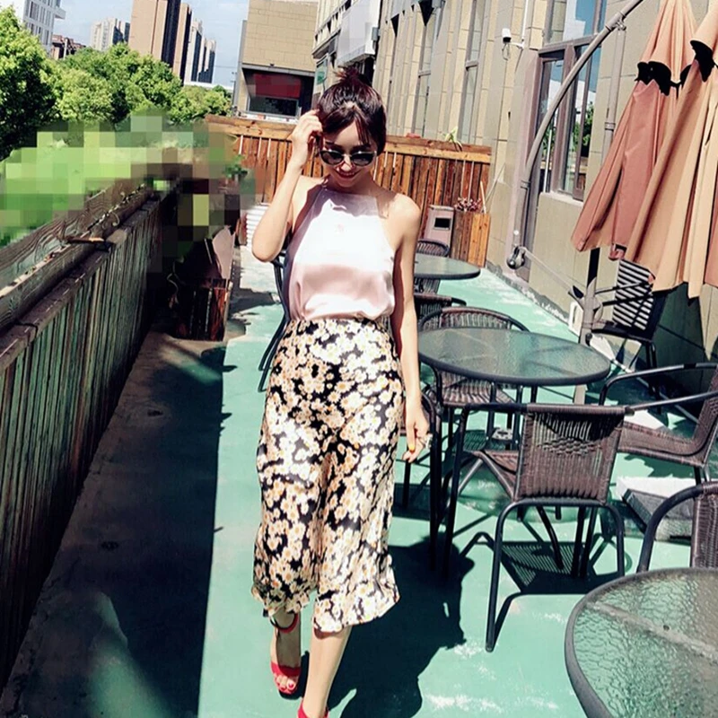 Summer Beach Vintage Elastic High Waist Skirt Leoprad Floral Print Skirts Womens Wild Things New Korean Fashion