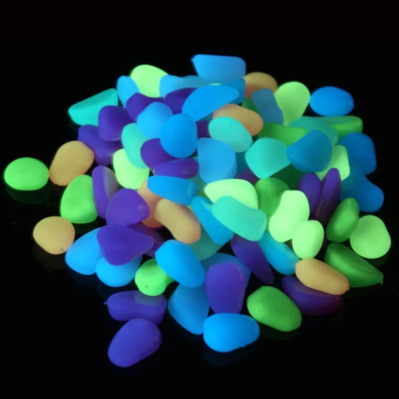 Luminous Stones Glow in Dark Mix Color Garden Decor Road Outdoor Fish Tank Decoration Pebble Rocks Aquarium 50pcs H10140 |