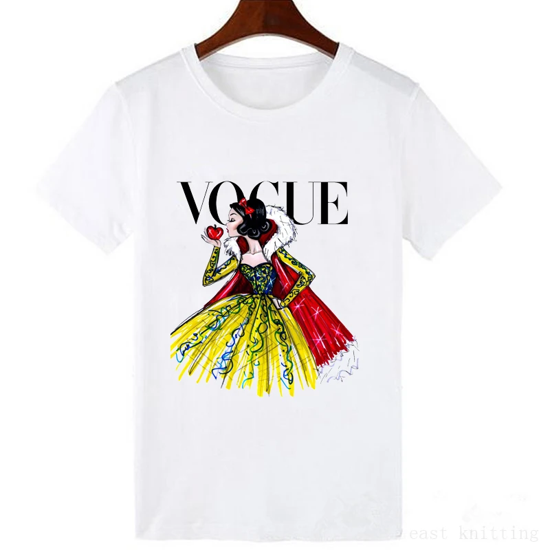 FIXSYS VOGUE модная женская футболка классная футболка с принтом принцессы забавная Harajuku с коротким рукавом милые топы женские футболки - Цвет: WTQ0096-White