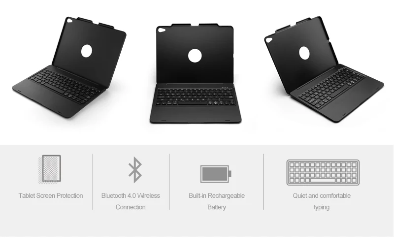 [Новое] Bluetooth Беспроводной клавиатура чехол для Apple iPad Pro 12,", думаю, что клавиатура с 7-Цвет со светодиодной подсветкой и Smart Sleep/Wake-up