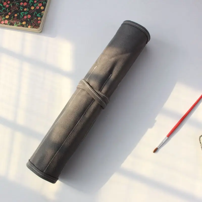Краски кисти для карандашей пенал Roll Up из плотного полотна Обёрточная бумага
