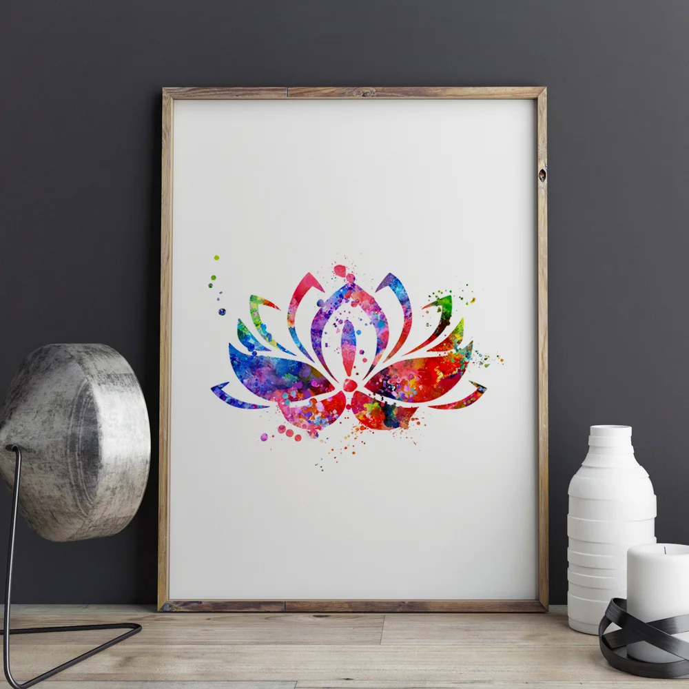 Печать лотоса йога искусство буддистская иллюстрация постер духовное печать