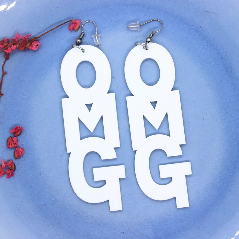 Ретро преувеличенные Модные Акриловые серьги с буквами OMG женские креативные
