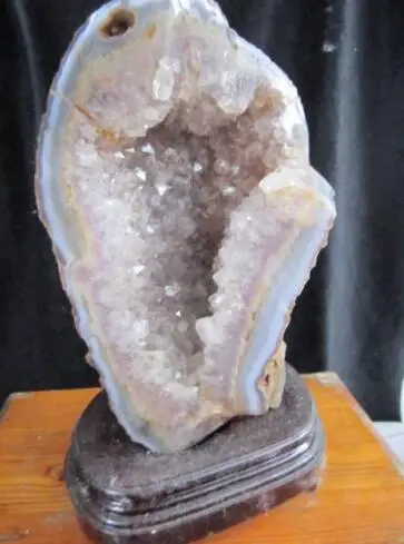 Топ! Аметист агат Геосфера из кварца с кристаллом Бразилии + подставка | Дом и сад