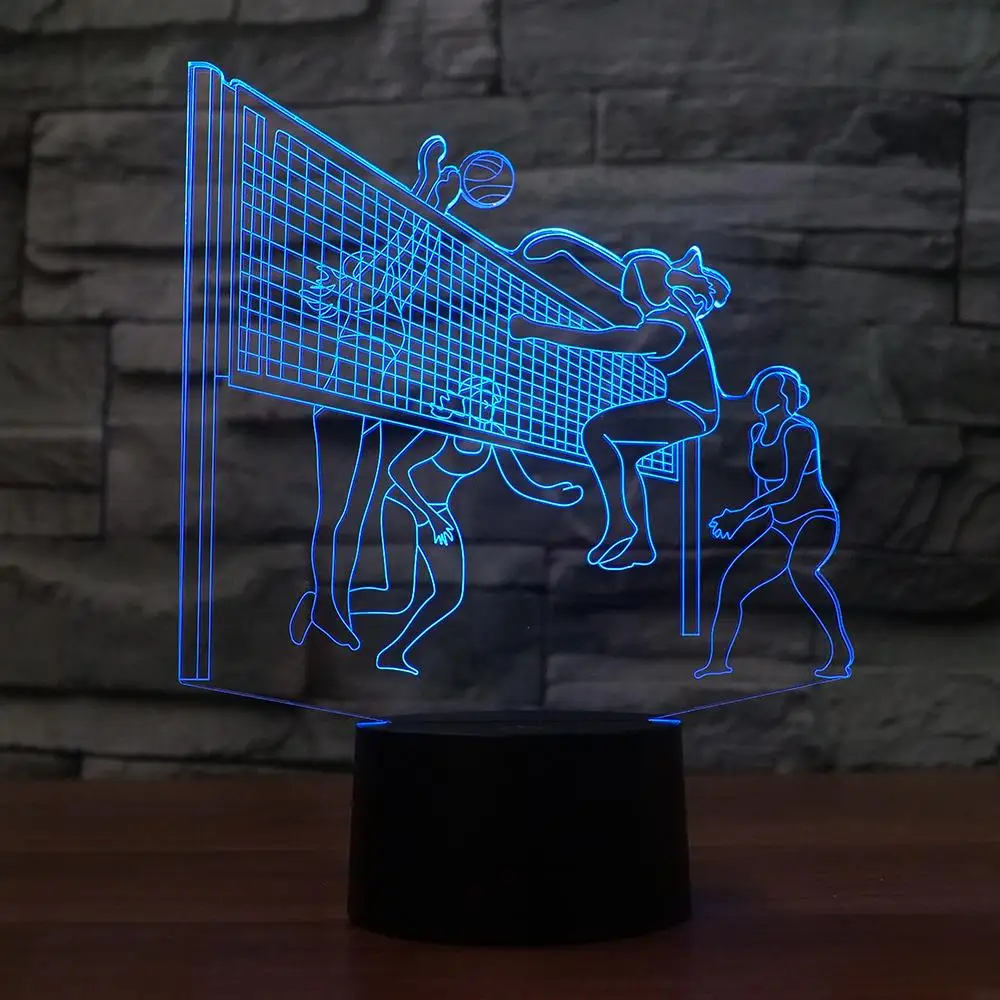 3D Led Украшения в спальню настольная лампа Usb 7 цветов Изменение играть волейбол