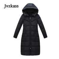 jvzkass 2018 women new version of the long winter knee length padded hooded thick cotton jacket plus size fashion coat z85