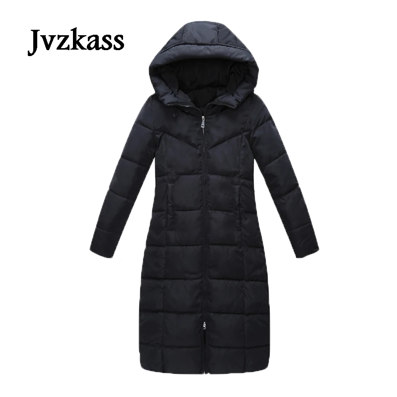 Jvzkass 2018 новая версия длинной зимней стеганой толстой хлопковой куртки до колен с