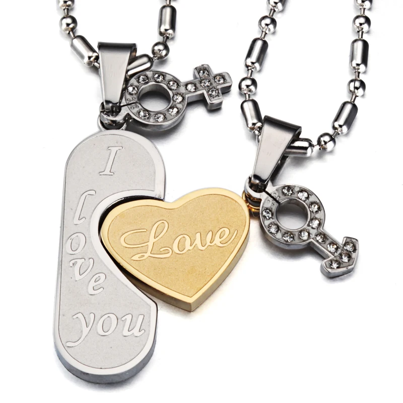 Двухцветное ожерелье с подвеской в виде двух символов для мужчин и женщин|necklace