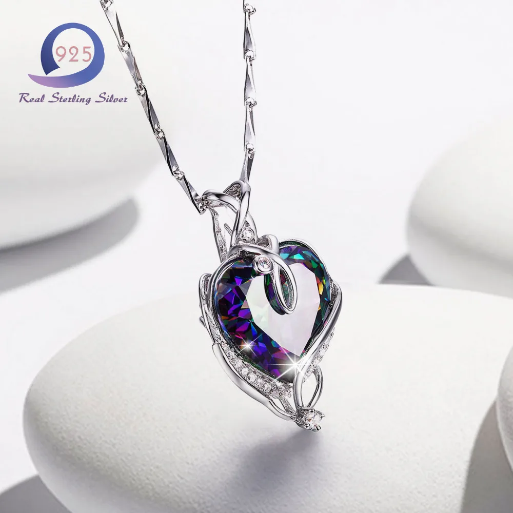 Merthus 925 пробы Серебряный мистик созданный лабораторией в форме сердца с
