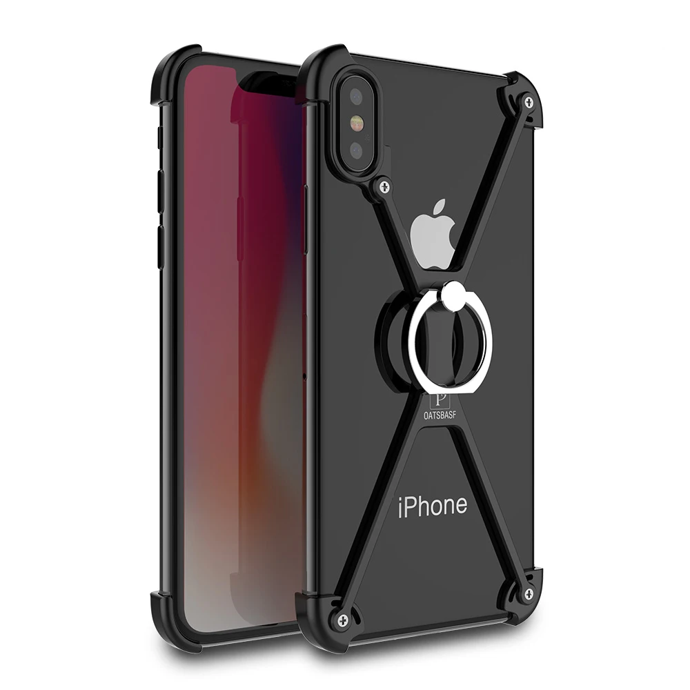 X Shape with Ring Holder case For iPhone XS Shell for MAX Case Metal Bumper With Gift Glass Film | Мобильные телефоны и