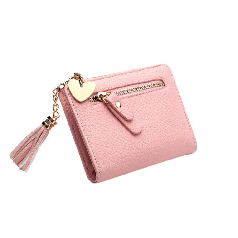 Женский мини-кошелек из искусственной кожи с подвеской в виде сердца и кисточкой