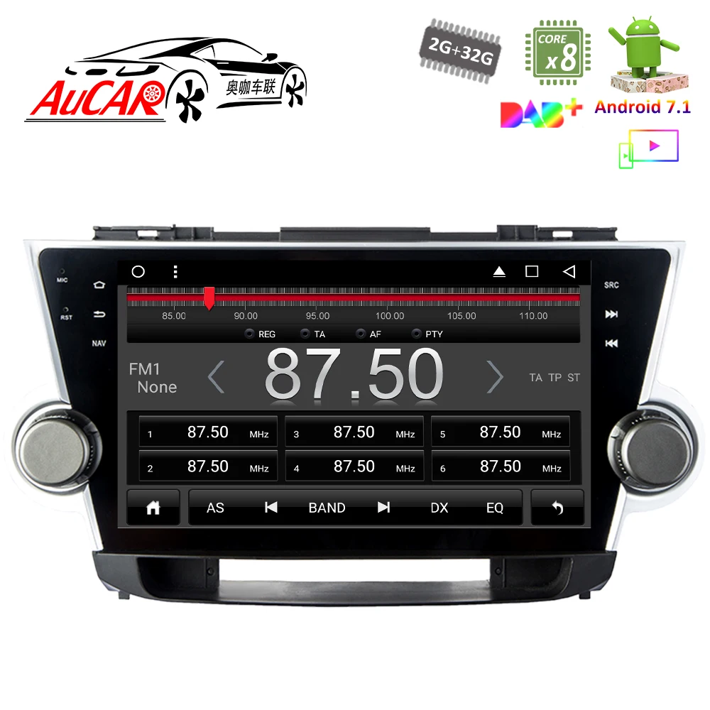 Android 8 1 10 &quotGPS навигационная система для Toyota Highlander 2008-2014 автомобильный DVD плеер AUX