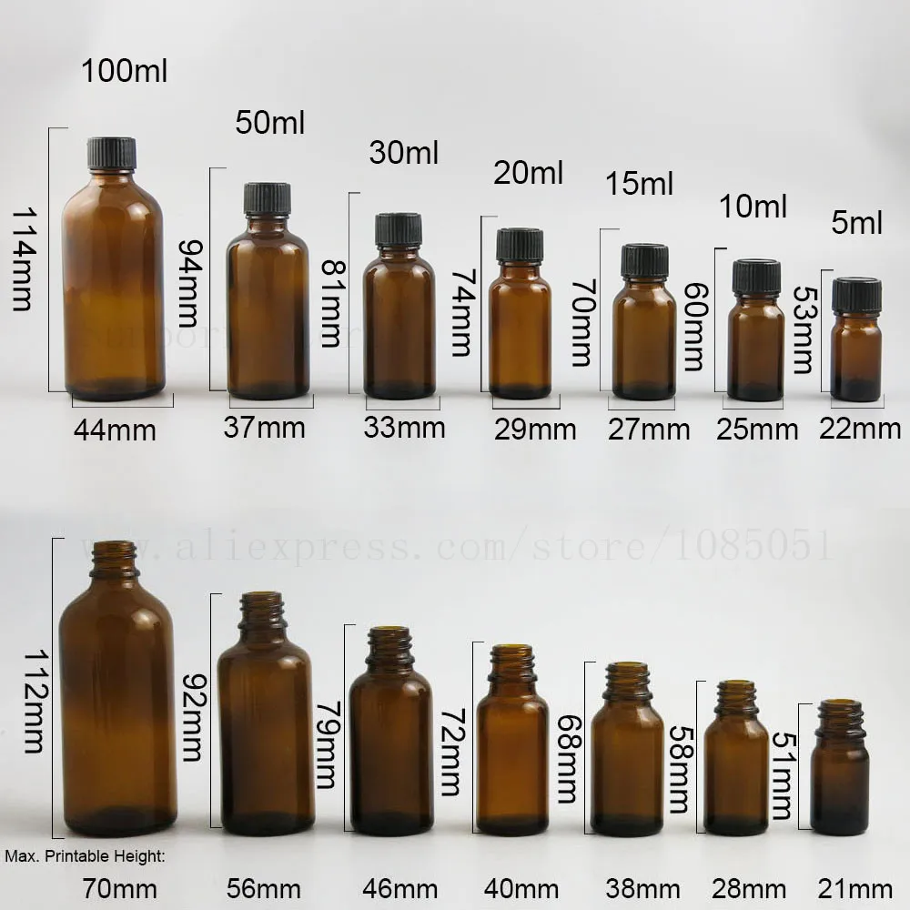 

Portable Amber Clear Glass liquid Essential Oil Bottles Container Travel Refillable Bottle Transparent Brown 500pcs