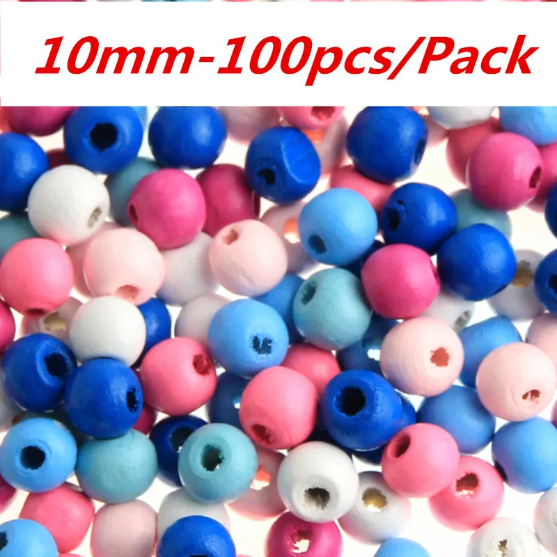 10mm Round Beads Мульти-шаблон деревянный бисер смешанный цвет деревянные бусины для самостоятельного изготовления ювелирных изделий Baby betis balompie соска клип леденец - Цвет: 10mm Round Beads