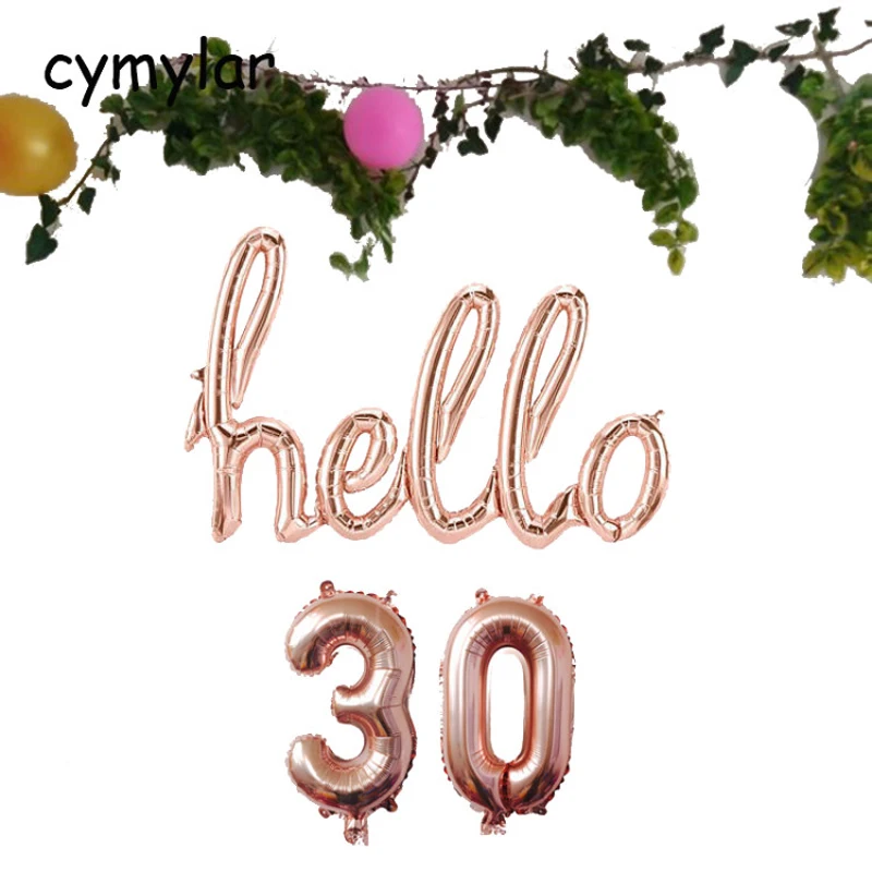 Розовое золото Hello 30 Детские шары для душа 21-го 30го дня рождения Декор 21 30 количество шары надувные воздушные шары