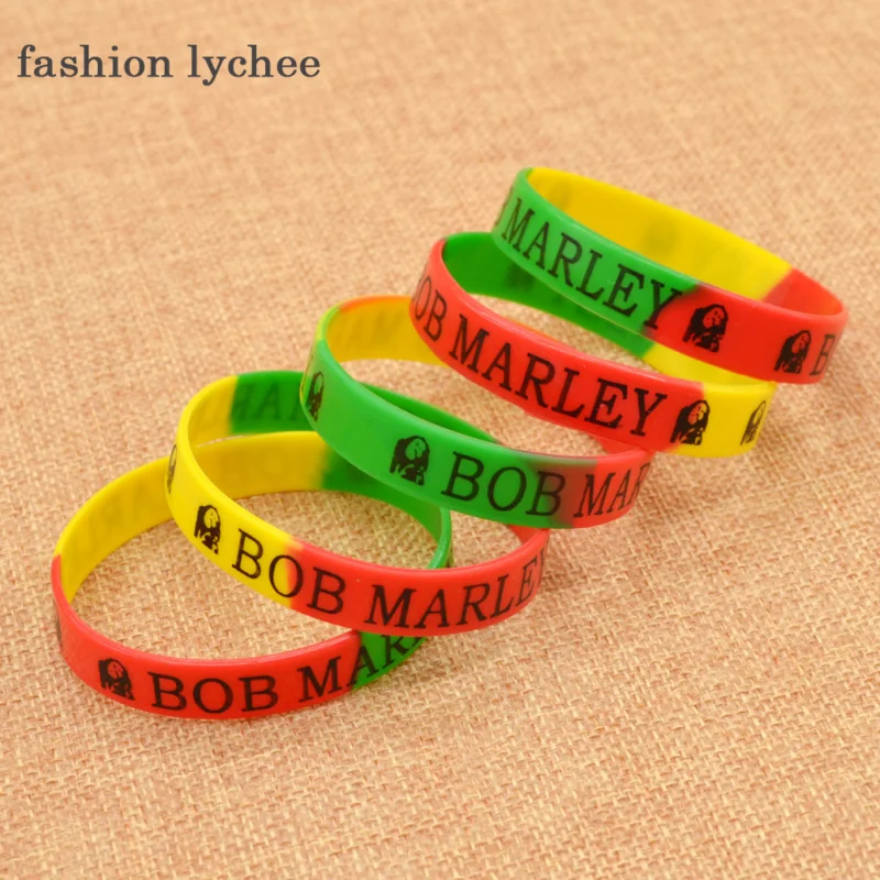 Модный силиконовый браслет lychee в стиле унисекс для музыканта Боба Марли|bracelet