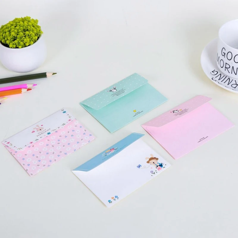 

1 Set=( 4 Sheet Letter Paper, 2 Pcs Envelopes) Mini Flower Animal Letter Pad Writing Paper Office&School Supplie Students
