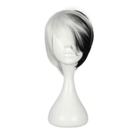 mcoser 32cm black and white cosplay short synthetic hair party wig 100 high temperature fiber hair wig 502g