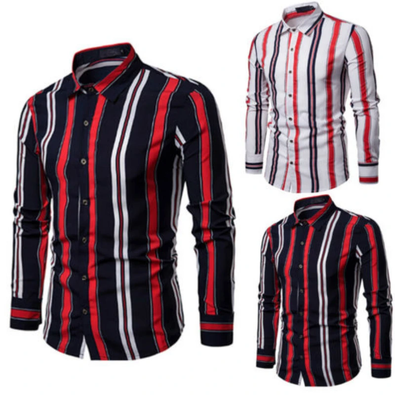 2019 Брендовые мужские рубашки Slim Fit Мужские с длинными рукавами хлопковый в