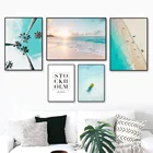 Морской пляж, пальмовое дерево, цитаты, морской пейзаж, настенная живопись на холсте, скандинавские постеры и принты, настенные картины для гостиной, домашний декор