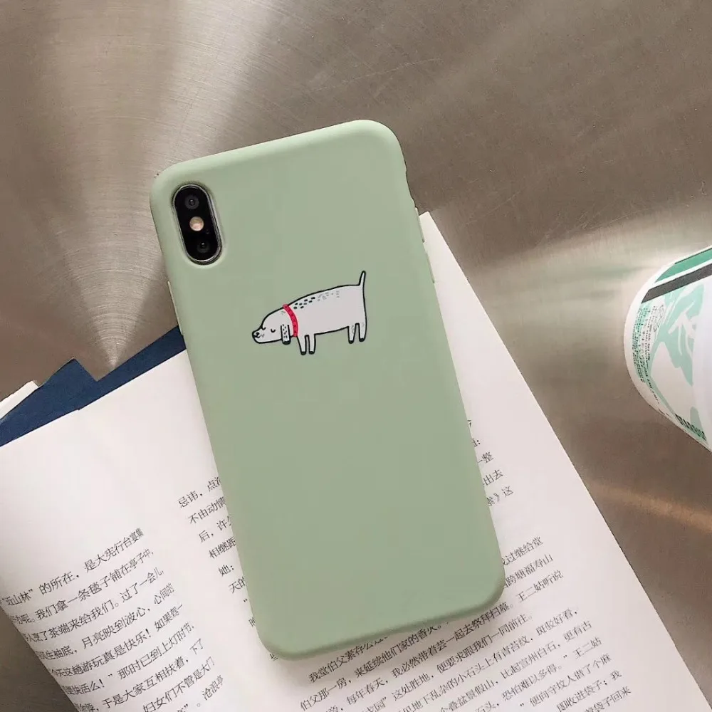 Матовые чехлы для телефонов iphone X XR XS Max мультяшная плюшевая собака мягкий ТПУ