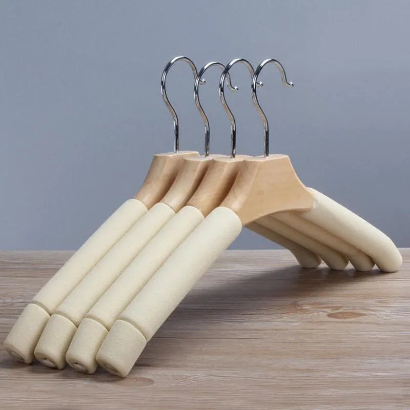 20 шт./лот деревянная вешалка с противоскользящей губкой для одежды пальто