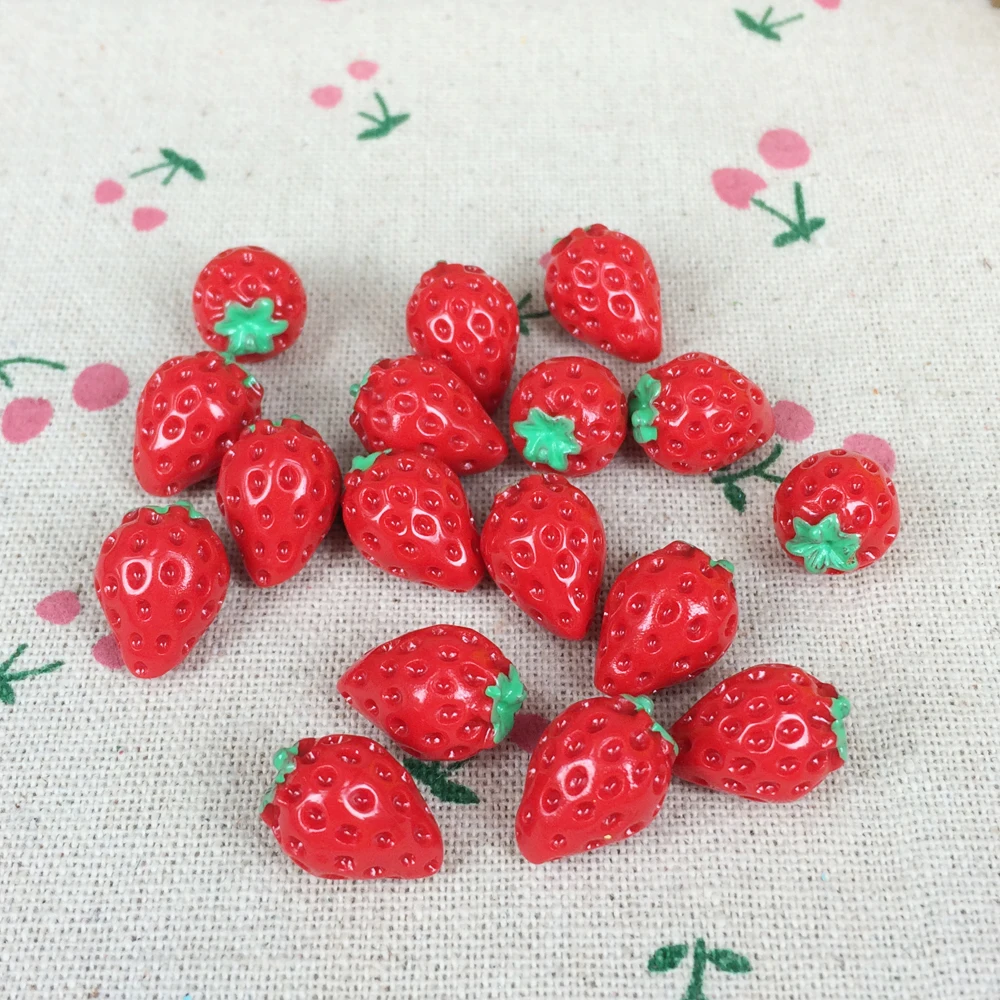 10 шт. Кабошон из смолы с плоской задней поверхностью миниатюрная клубника