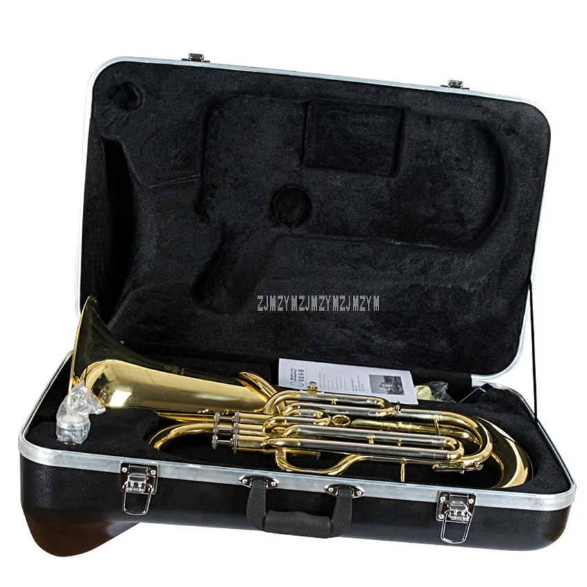 Профессиональный Euphonium 3 прямой ключ Bb бас французский рог золотой Lacque Труба