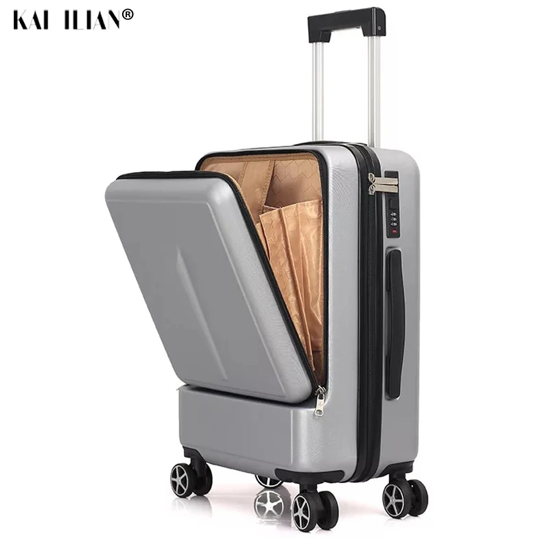 Women Travel Suitcase with Laptop Bag Men Universal Wheel Trolley ABN Box Fashion Boarding Cabin Carry Ons Case 20