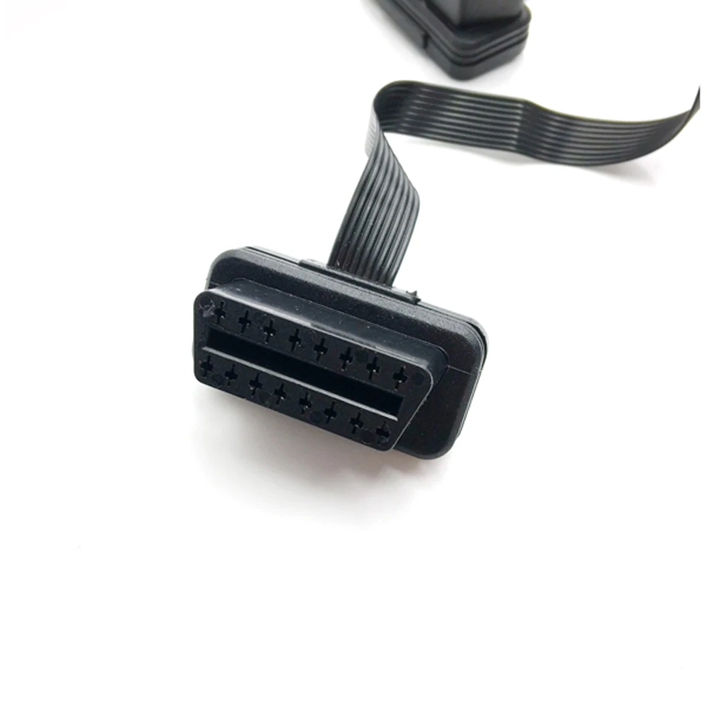 Плоский тонкий Удлинительный кабель OBD 2 переходник типа Папа два Y крепление для