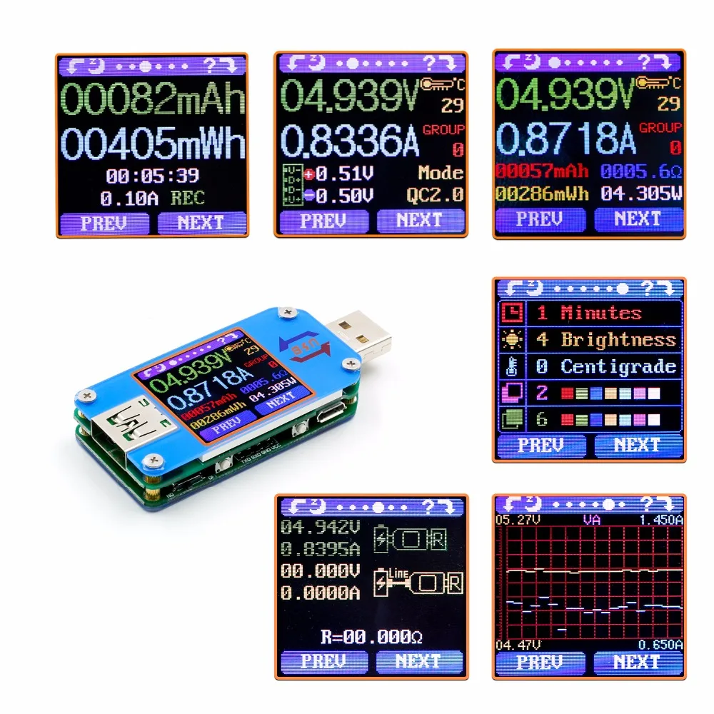 UM25 UM25C Для APP USB 2 0 Type C ЖК Вольтметр Амперметр для измерения напряжения|Измерители