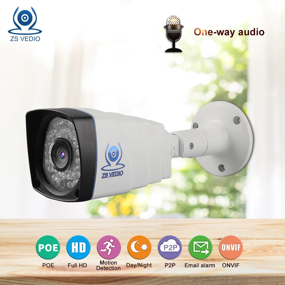 ZSVEDIO CCTV камера наружная 720P 960P 1080P Аудио Металл 36 шт. светодиоды onvif сетевая