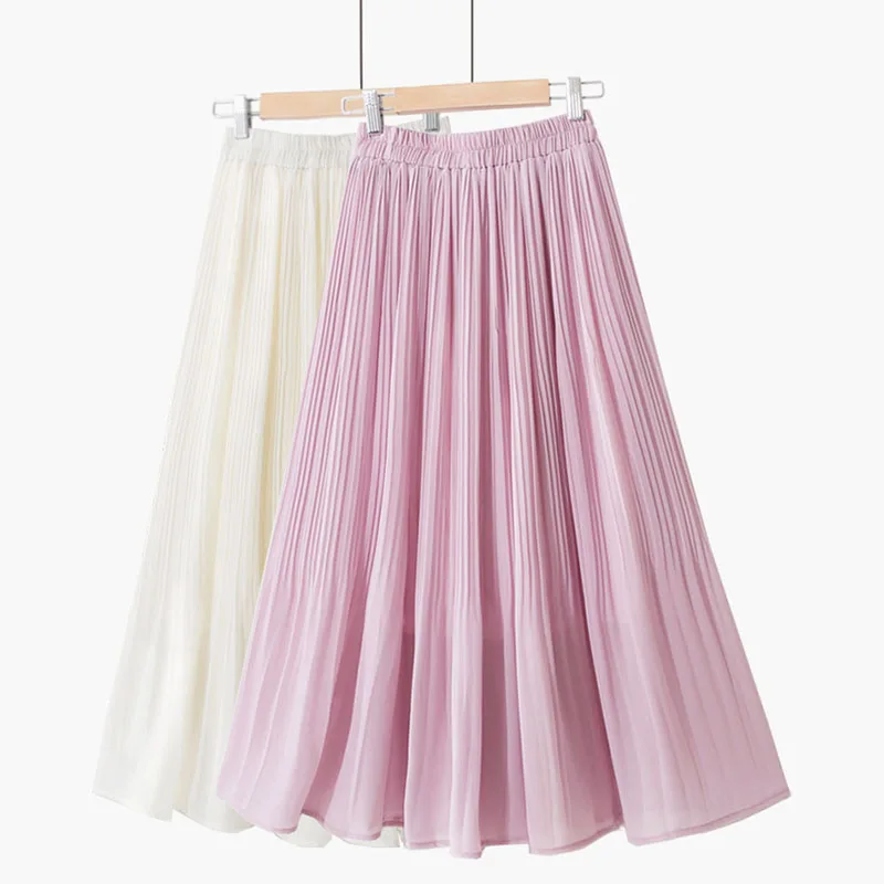 Шифоновая плиссированная юбка женская летняя Прозрачная Юбка макси в богемном