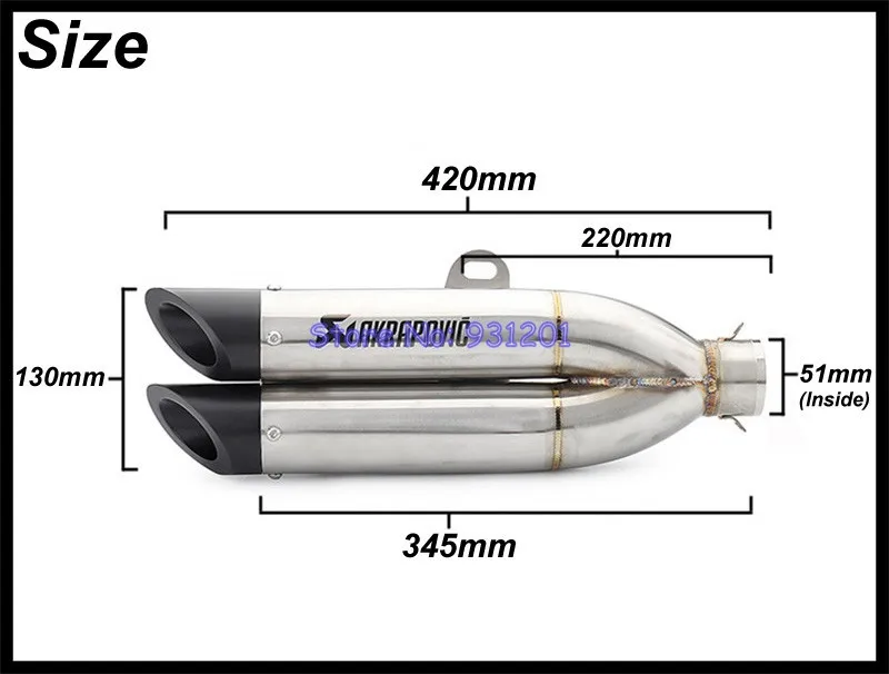 На входе 51 мм мотоцикл Akrapovic выхлопная труба двойной глушитель Escape универсальный