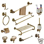 Набор аксессуаров для ванной комнаты из античной латуни, коллекция резных изделий для ванной комнаты, настенный латунный набор аксессуаров для ванной комнаты