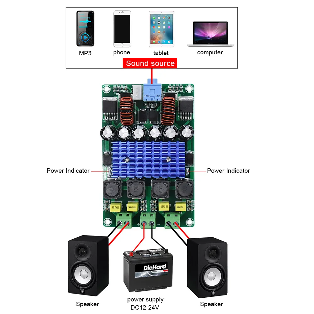 Aiyima 100 Вт * 2 TPA3116D2 цифровой аудио усилитель Совет Hi Fi Dual Channel Amplificador автоматическое