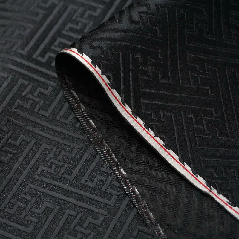 Black Wall weave swastika satin silk brocade cloth for COSPLAY/Kimono/Mongolia clothing/cheongsam/Stage suit 1 order=1meter | Дом и сад